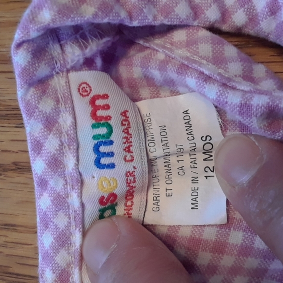 Size 12M Please Mum baby girls pink and white checked dress - Picture 7 of 10